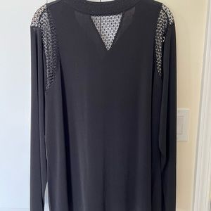 NWT Bellini high neck w/ black stones mesh insert on shoulders and neck